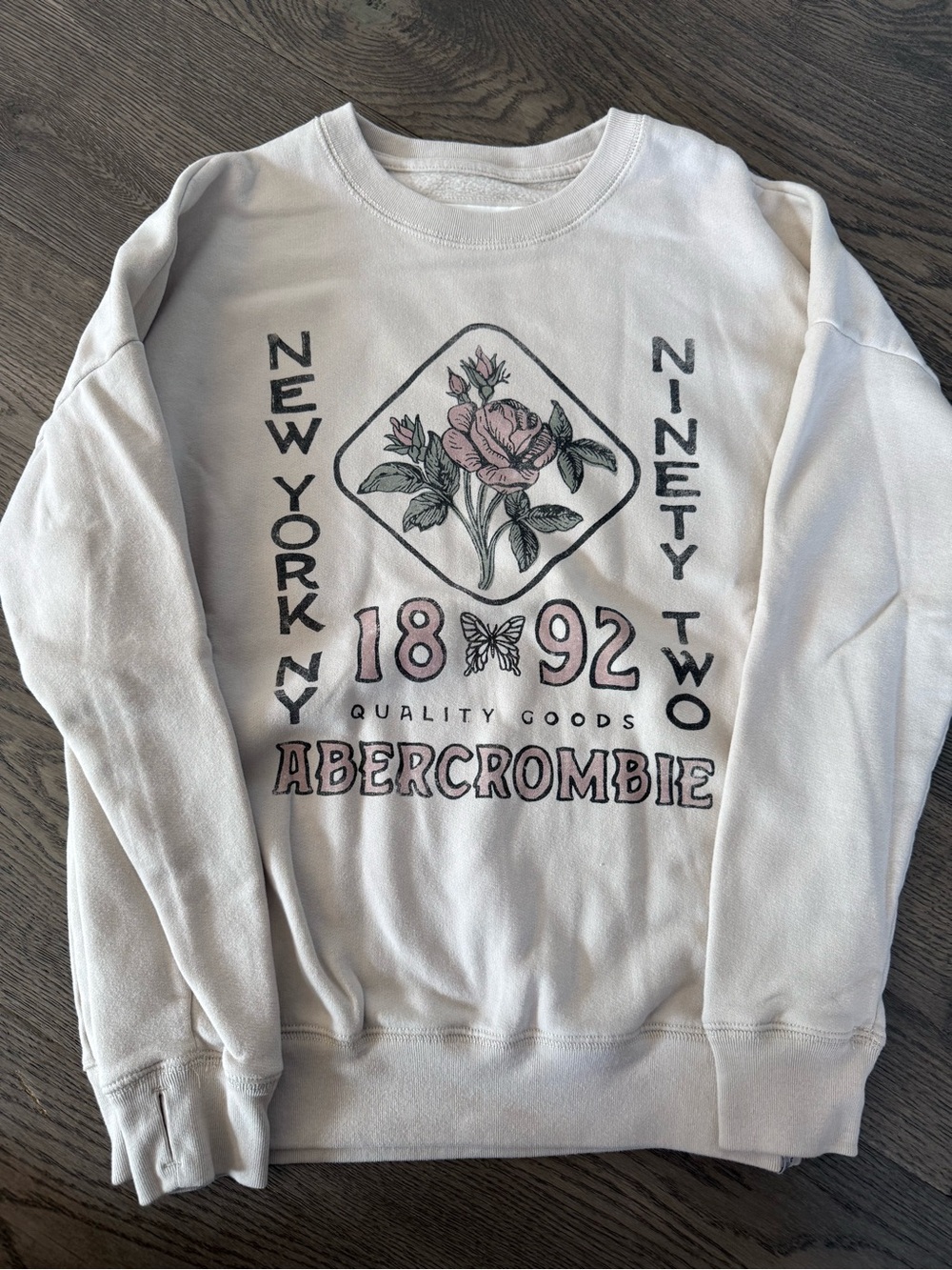 Abercrombie Cream Graphic Sweatshirt - Floral 1892 Design